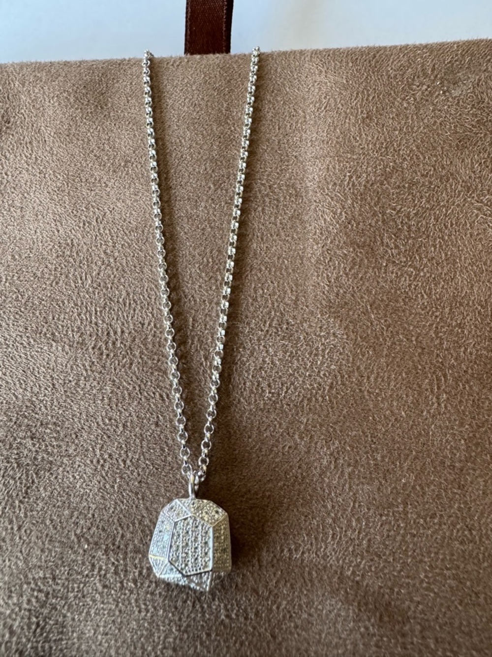 Elle Sterling Silver Pavé Geometric Pendant Necklace